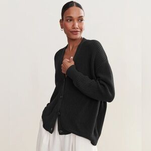 Jenni Kayne Cotton Cocoon Cardigan, Black, Oversized Small